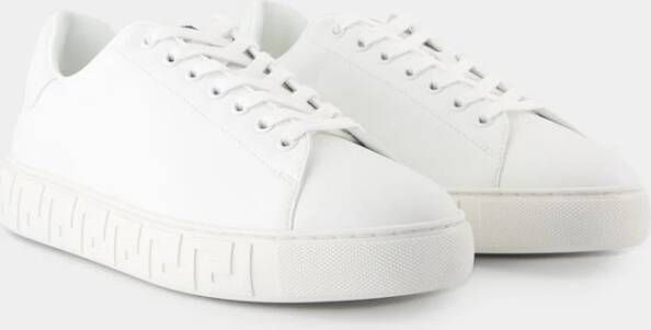 Versace Witte Leren Sneakers Bovenste Veters White Heren