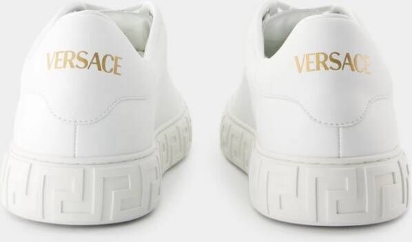 Versace Witte Leren Sneakers Bovenste Veters White Heren