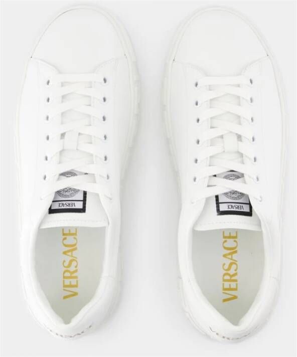 Versace Witte Leren Sneakers Bovenste Veters White Heren