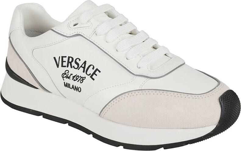 Versace Witte Leren Sneakers met Borduursel White Heren