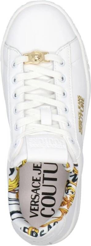 Versace Witte Leren Sneakers met Gouden Logo White Dames