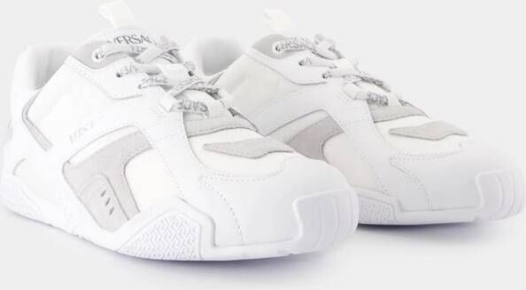 Versace Witte Leren Sneakers Ronde Neus White Heren