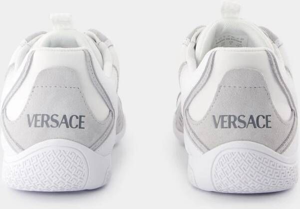 Versace Witte Leren Sneakers Ronde Neus White Heren