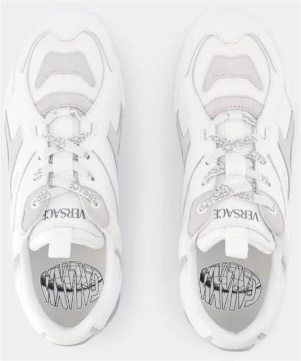 Versace Witte Leren Sneakers Ronde Neus White Heren