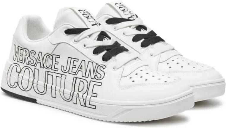 Versace Witte Sneakers Effen Kleur Vetersluiting White Heren