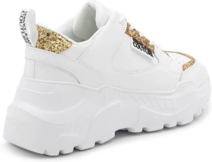 Versace Witte Sneakers met Gouden Glitterdetails White Dames