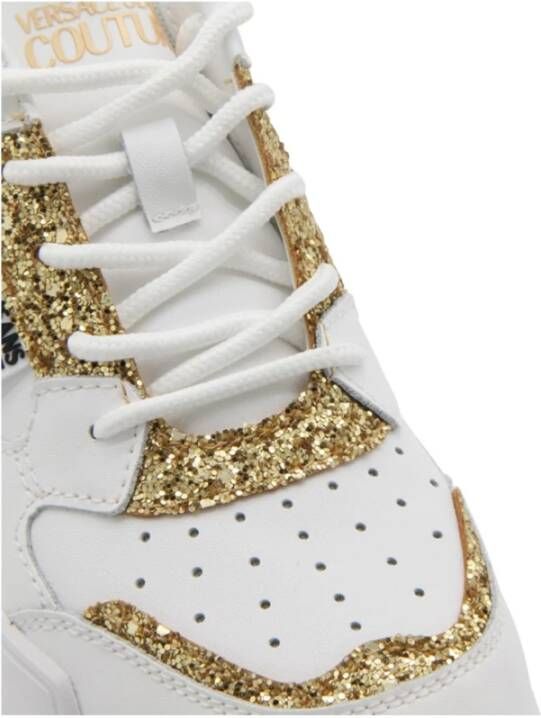 Versace Witte Sneakers met Gouden Glitterdetails White Dames