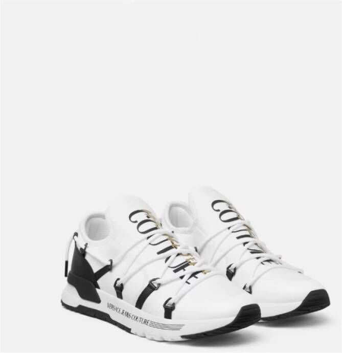 Versace Witte Sneakers met Gouden Logo Print White Heren