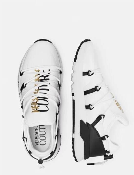 Versace Witte Sneakers met Gouden Logo Print White Heren