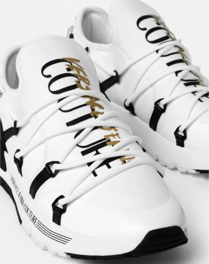 Versace Witte Sneakers met Gouden Logo Print White Heren