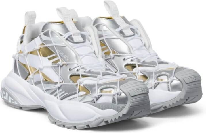 Versace Witte Sneakers met Metallic Color-Block Design White Heren