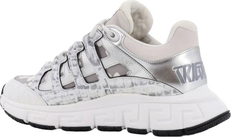 Versace Witte Tiger Print Lage Top Sneakers White Heren