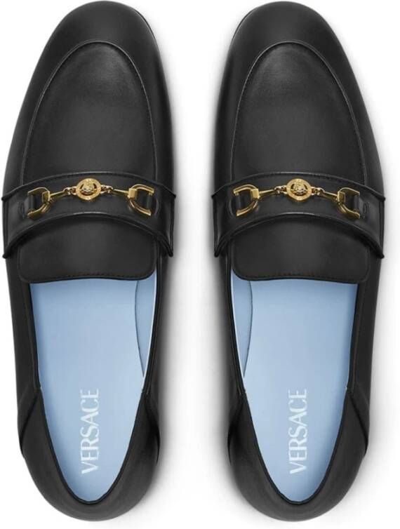 Versace Zwart Goud Slipper Kalfsleer Black Heren