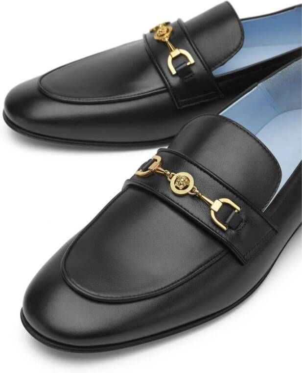 Versace Zwart Goud Slipper Kalfsleer Black Heren