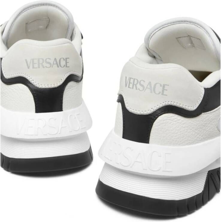 Versace Zwart Wit Kalfsleer Suède Sneaker White Heren