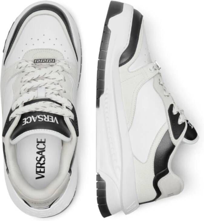 Versace Zwart Wit Kalfsleer Suède Sneaker White Heren