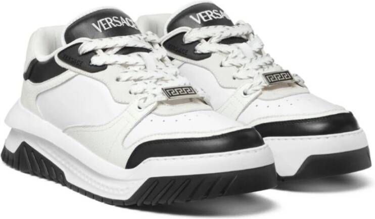 Versace Zwart Wit Kalfsleer Suède Sneaker White Heren