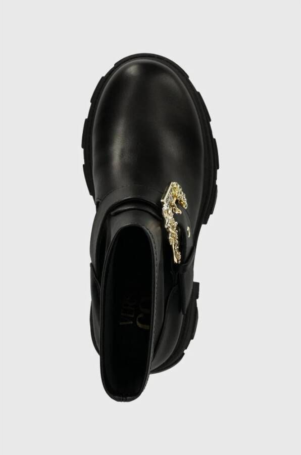 Versace Zwarte Barok Enkel Gesp Platte Schoenen Black Dames