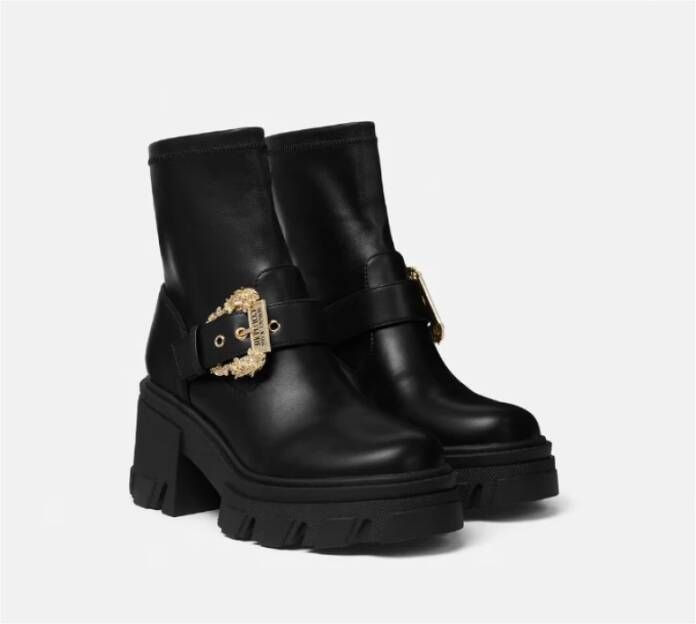 Versace Zwarte Barok Enkel Gesp Platte Schoenen Black Dames