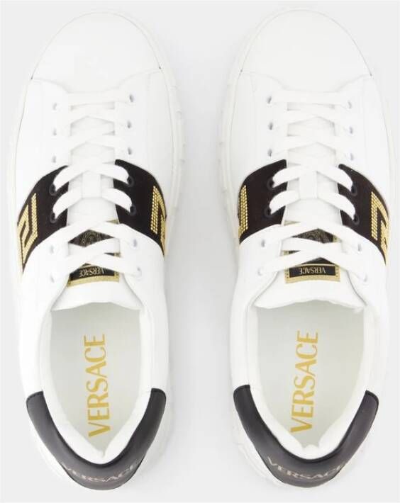 Versace Zwarte canvas sneakers met studs White Heren