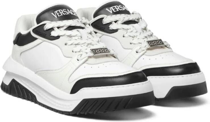 Versace Zwarte Grieks motief sneakers laag model White Heren