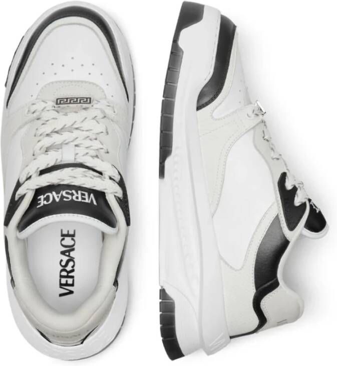 Versace Zwarte Grieks motief sneakers laag model White Heren