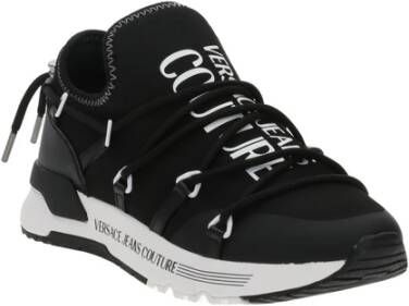 Versace Zwarte Heren Sneakers met Wit Logo Black Heren