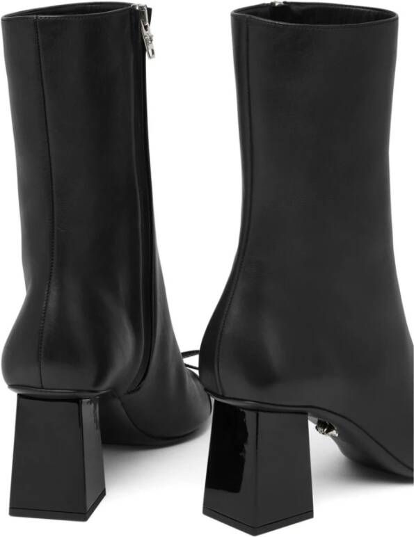 Versace Zwarte Kalfsleren Booties Black Dames