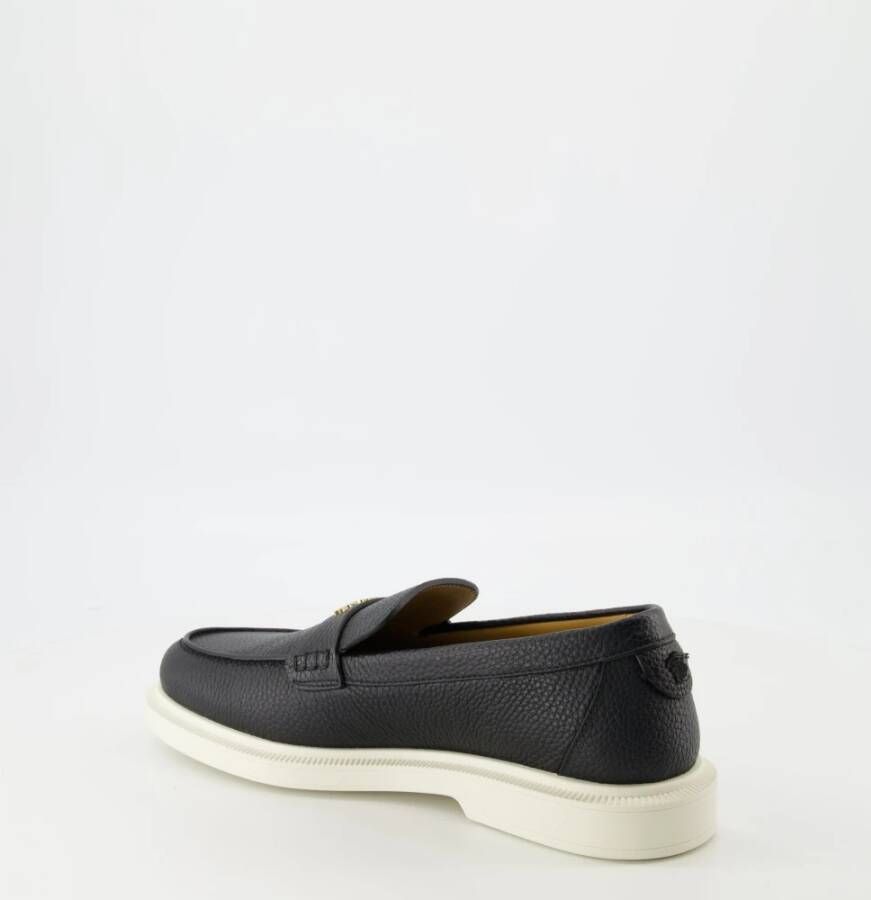 Versace Zwarte korrelige leren loafers Lente-Zomer 2025 Black Heren