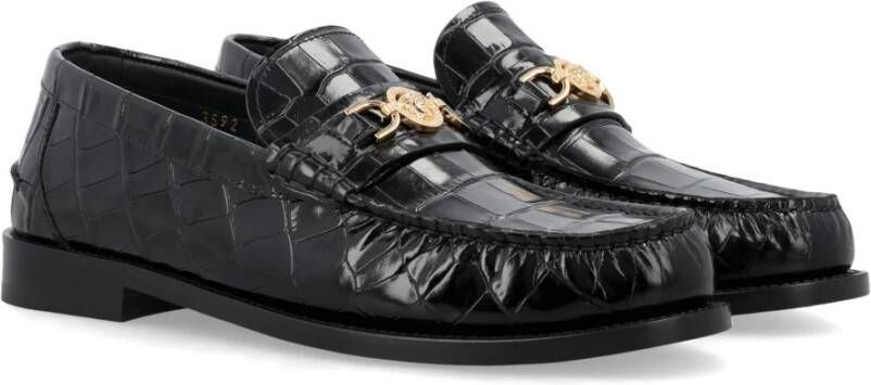 Versace Zwarte Krokodil Loafers Aw24 Black Heren