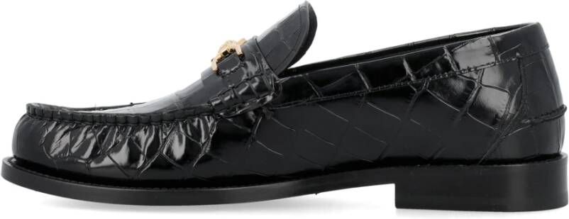 Versace Zwarte Krokodil Loafers Aw24 Black Heren