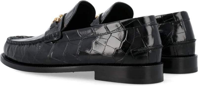 Versace Zwarte Krokodil Loafers Aw24 Black Heren