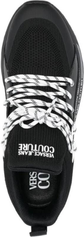 Versace Zwarte Lage Herensneakers Logo Print Black Heren