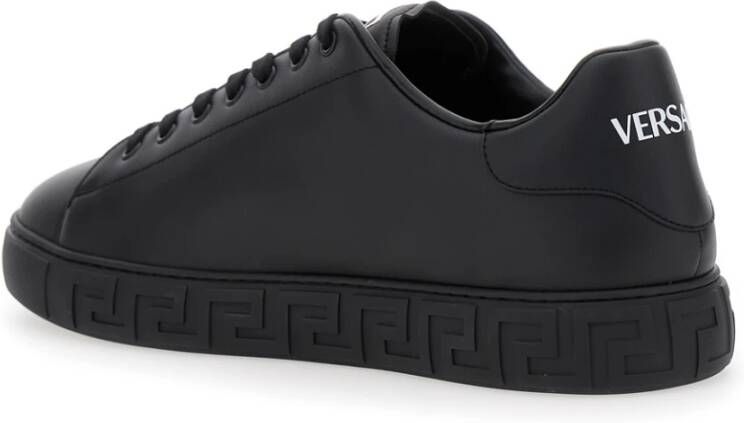 Versace Zwarte Lage Top Sneakers Grieks Motief Black Heren