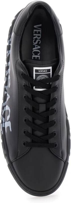 Versace Zwarte Lage Top Sneakers Grieks Motief Black Heren