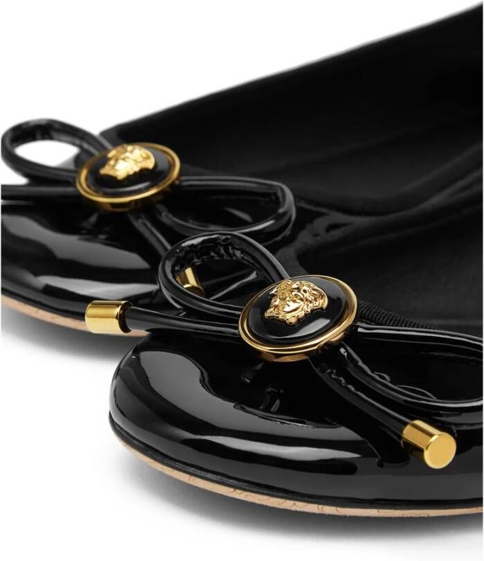 Versace Zwarte Lakleren Ballet Flats Black Dames