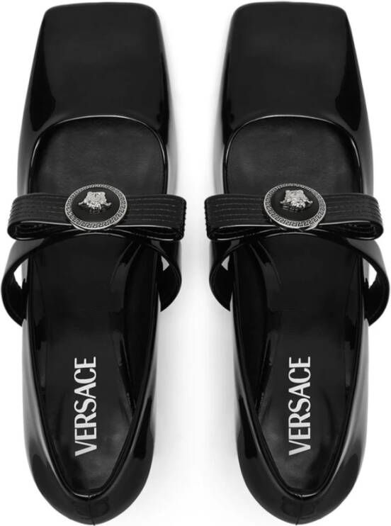 Versace Zwarte Lakleren Strik Detail Hakken Black Dames