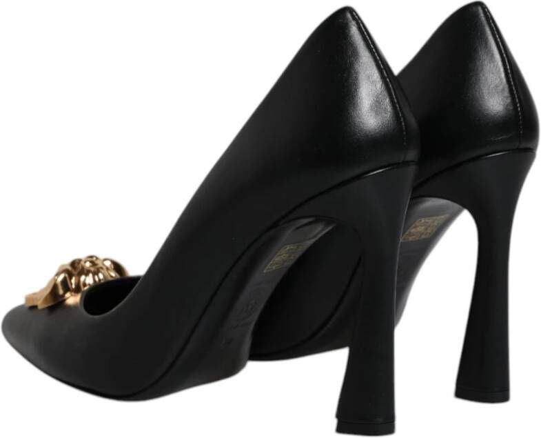 Versace Zwarte leren hoge hakken pumps Black Dames