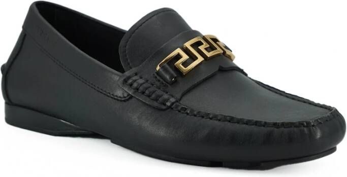 Versace Zwarte Leren Loafers met Gouden Hardware Black Heren