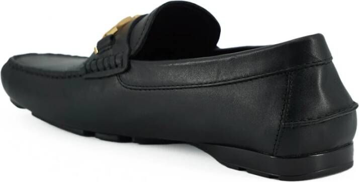 Versace Zwarte Leren Loafers met Gouden Hardware Black Heren