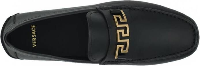 Versace Zwarte Leren Loafers met Gouden Hardware Black Heren