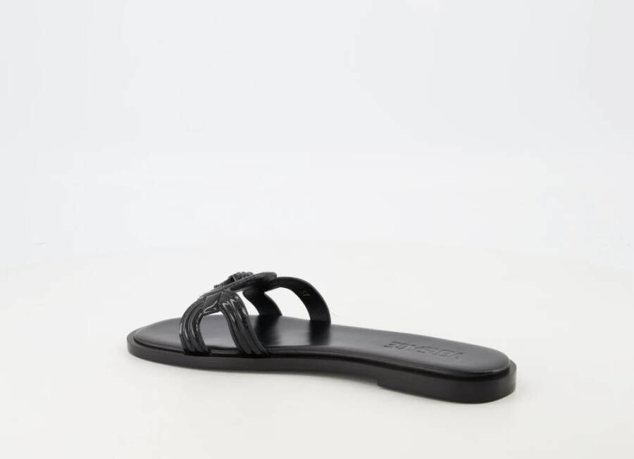 Versace Zwarte leren Medusa '95 slippers Black Dames