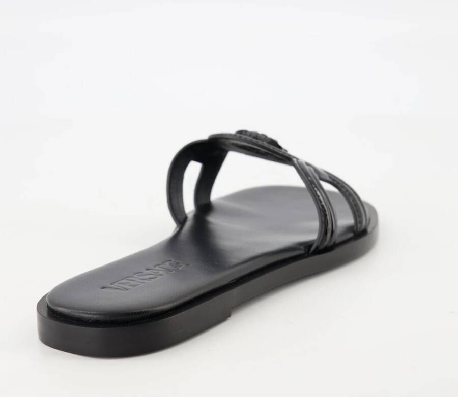 Versace Zwarte leren Medusa '95 slippers Black Dames