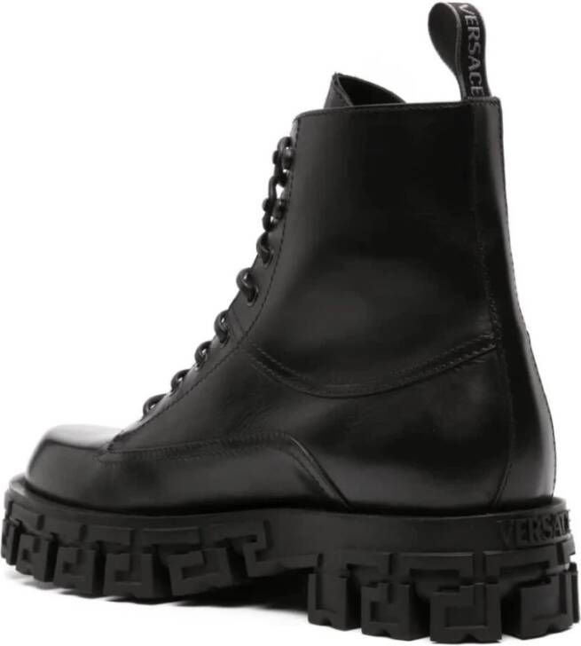 Versace Zwarte Leren Schoenen Black Heren