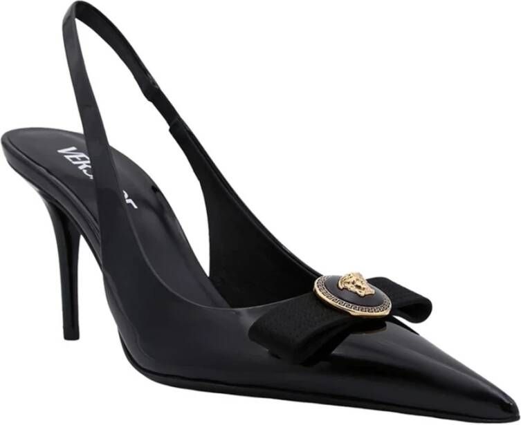 Versace Zwarte Leren Slingback Pumps Black Dames