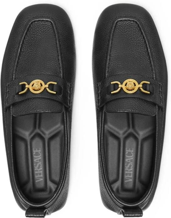 Versace Zwarte Leren Slip-On Sneakers Black Heren