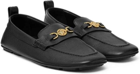 Versace Zwarte Leren Slip-On Sneakers Black Heren