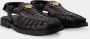 Versace Zwarte Leren Vierkante Open Sandalen Black Heren - Thumbnail 2