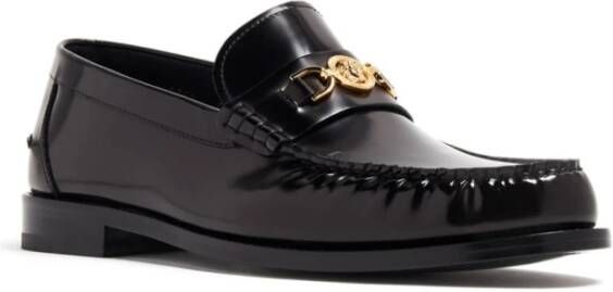 Versace Zwarte platte schoenen Elegante stijl Black Heren