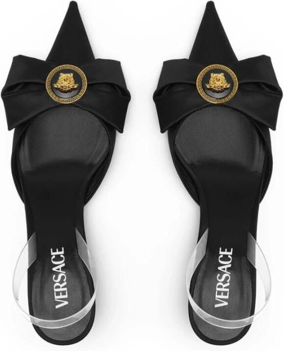 Versace Zwarte PVC Enkelband Kitten Hak Black Dames